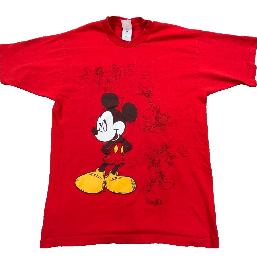 Vintage Disney Shirt Men Large Red Mickey Unlimited Tee Single Stitch 90s USA